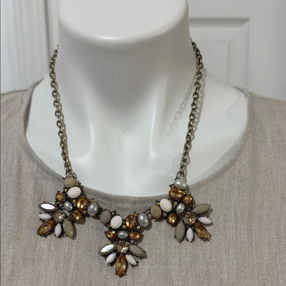2 Cute Gold and Cream Floral Necklace